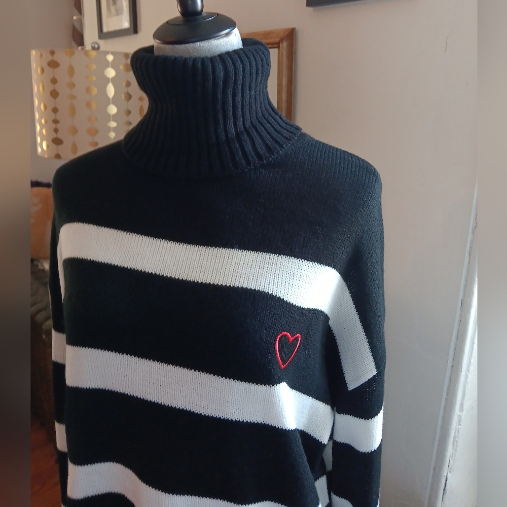 NWT Oversized Black and White turtleneck sweater dress